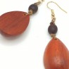 Boucles d'oreilles artisanales en bois "Red heart"