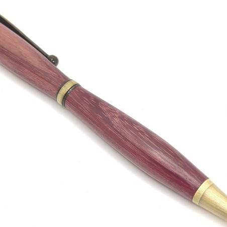 Stylo artisanal en bois d'amarante - fabrication francaise