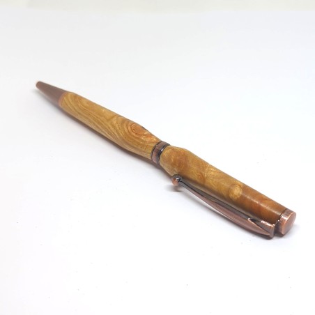 Stylo en bois tourné en loupe d'orme de coté