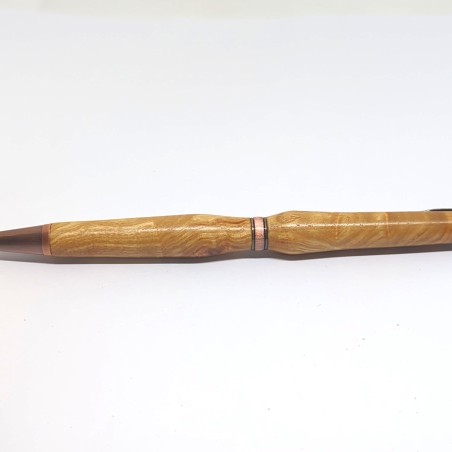 Stylo en bois avec bague couleur rosée